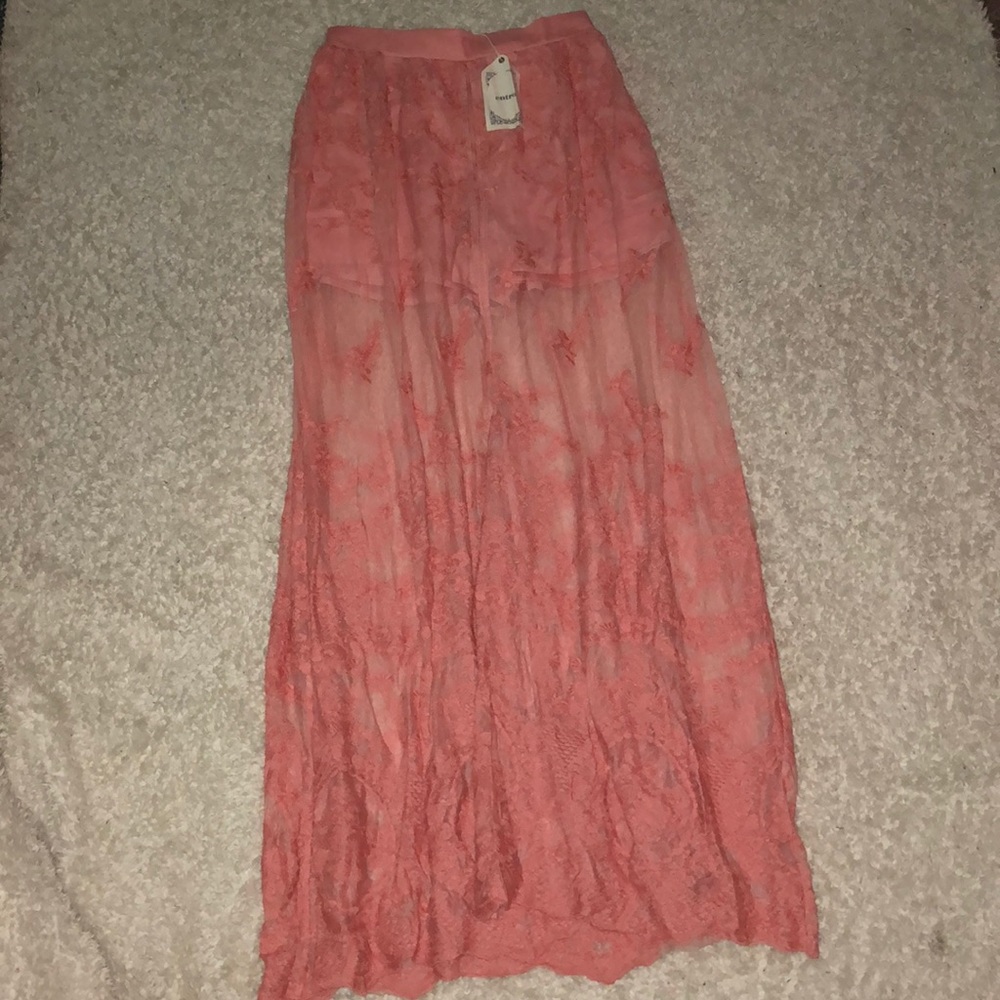 Entro Pink Asymmetrical Maxi Skirt with Slit - Picture 3 of 7